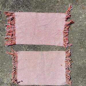 Vintage Orange & White Woven Placemats 2pc